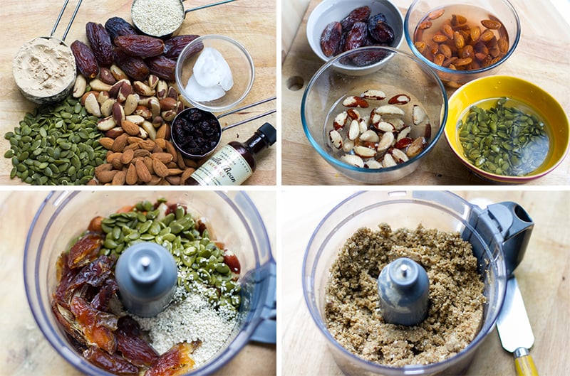 How to make energy bars - soaking nuts and seeds and processing the mixture