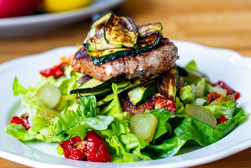 Ground lamb burgers with feta and olives