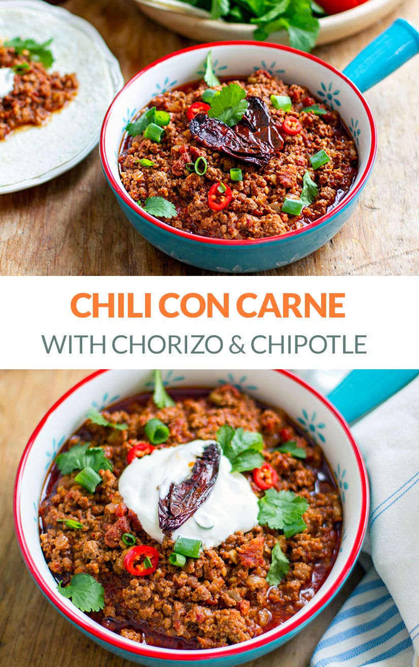 Chorizo & Chipotle Chili Con Carne (Paleo, Gluten-Free)