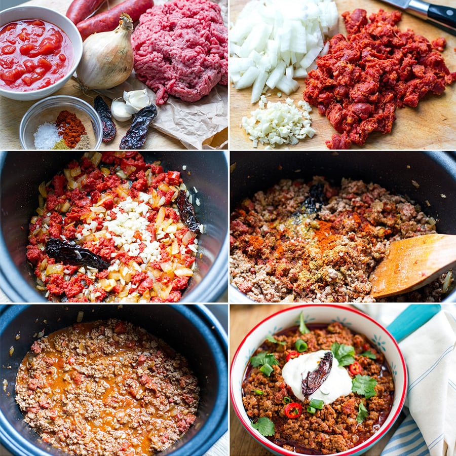 How to make chorizo chili con carne