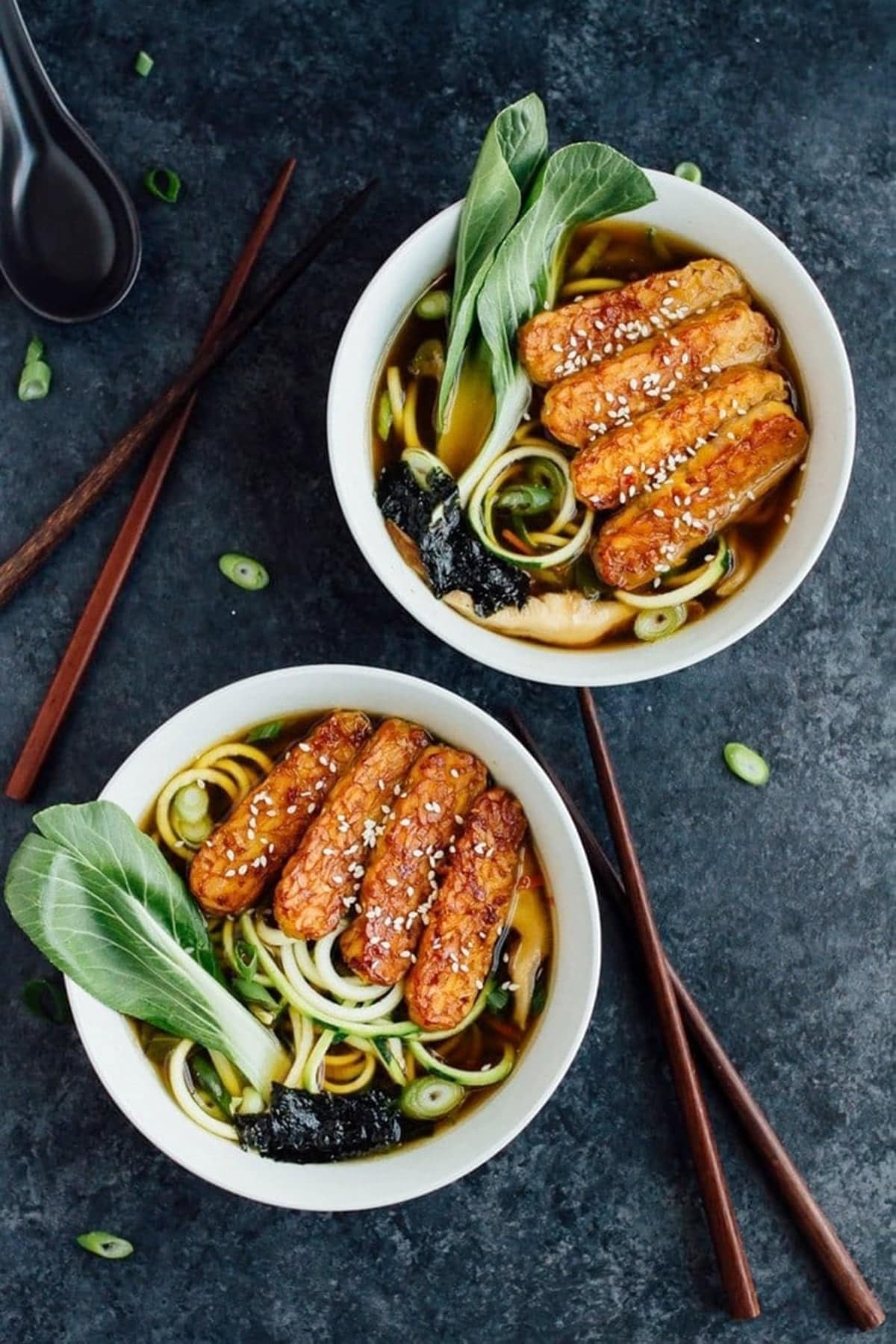 Zucchini Noodle Ramen With Crispy Tempeh