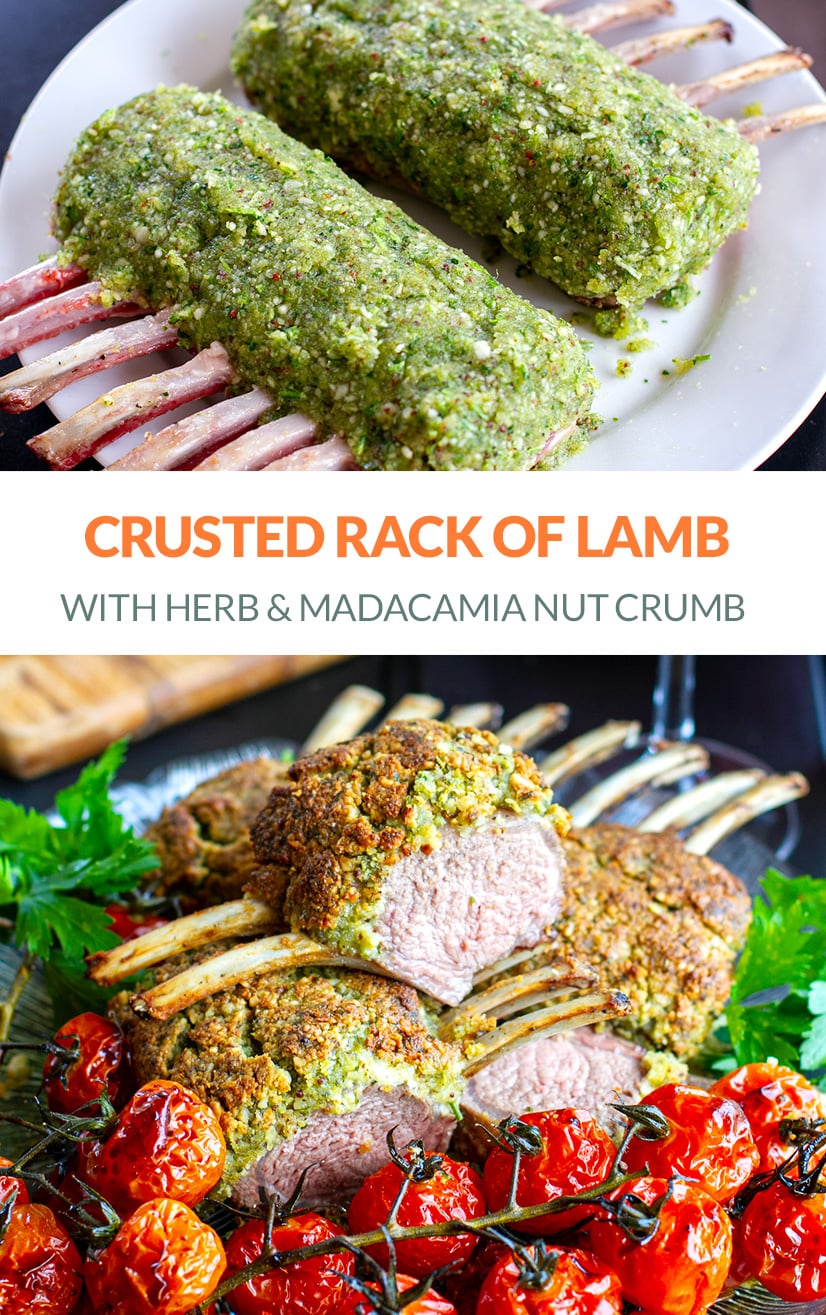 Crusted Rack Of Lamb With Herbs, Macadamia Nut & Garlic