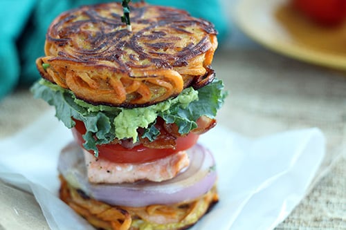 Spiralized sweet potato noodle buns