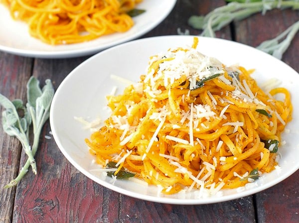 Spiralized butternut squash noodles