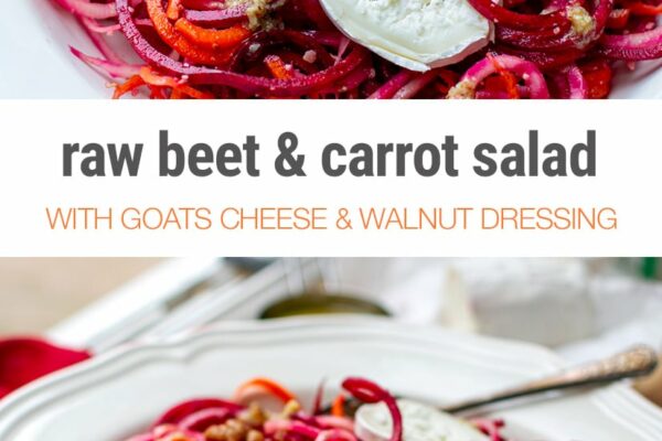 Raw Beet Salad With Carrots, Goat's Cheese & Walnut Dressing
