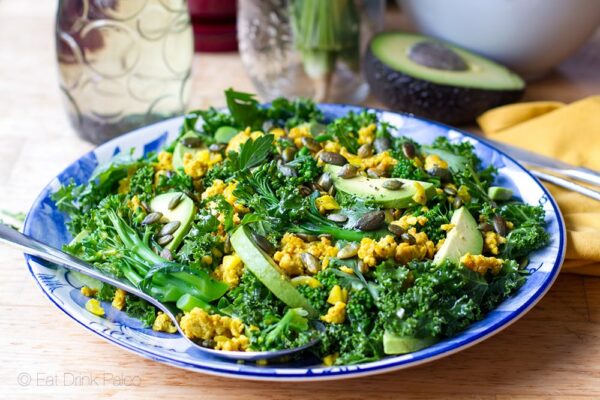 Turmeric Chicken & Kale Salad with Honey Lime Dressing - paleo, gluten free, clean eating recipe.