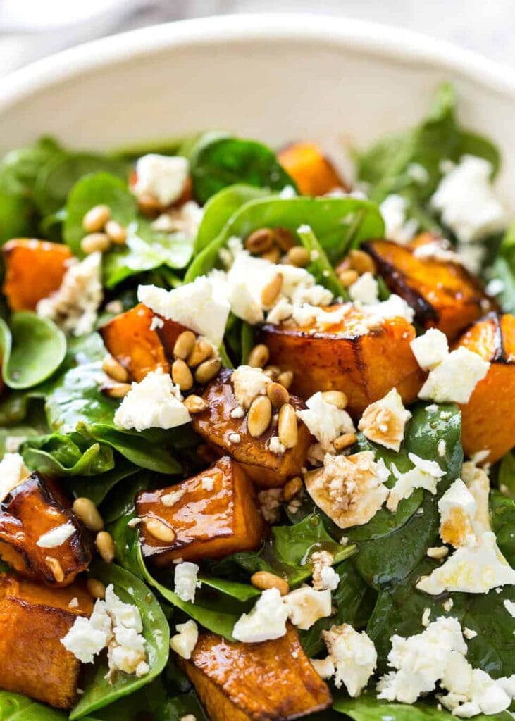 Roast Pumpkin, Spinach and Feta Salad