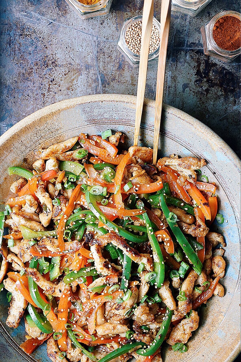 Chinese Crispy Shredded Chicken With Bell Peppers