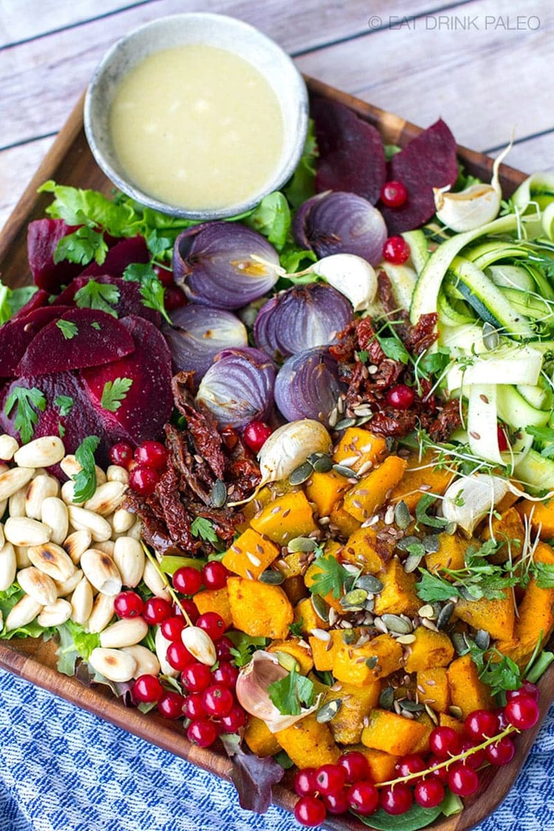 Roasted Pumpkin Salad With Garlic Tahini Dressing