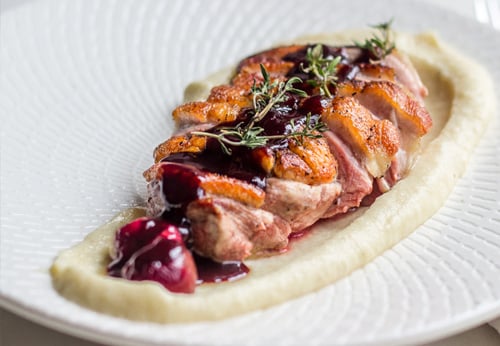 Duck breast with cherry sauce