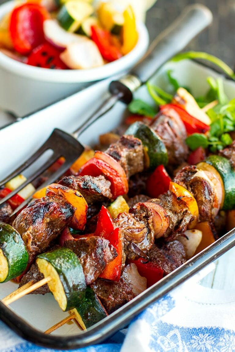 Marinated Kangaroo & Vegetable Skewers