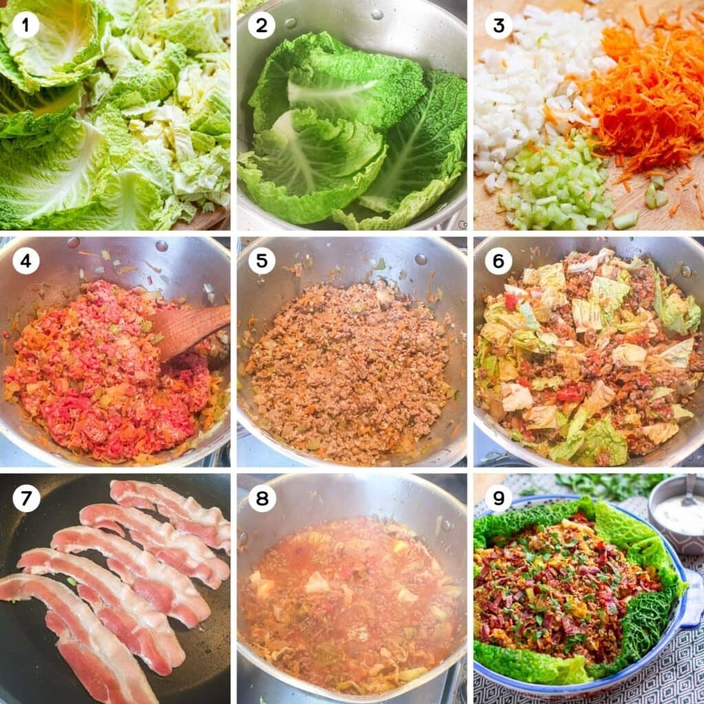 How to make unstuffed cabbage rolls as a casserole without rice.