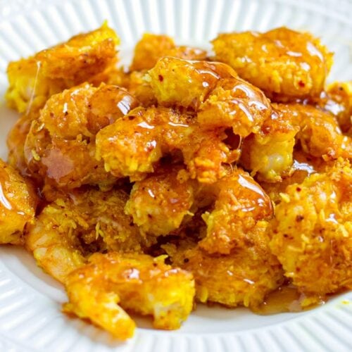 gluten-free Coconut shrimp paleo, healthy recipe with honey lemon glaze