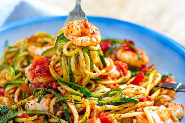 Prawn zucchini pasta