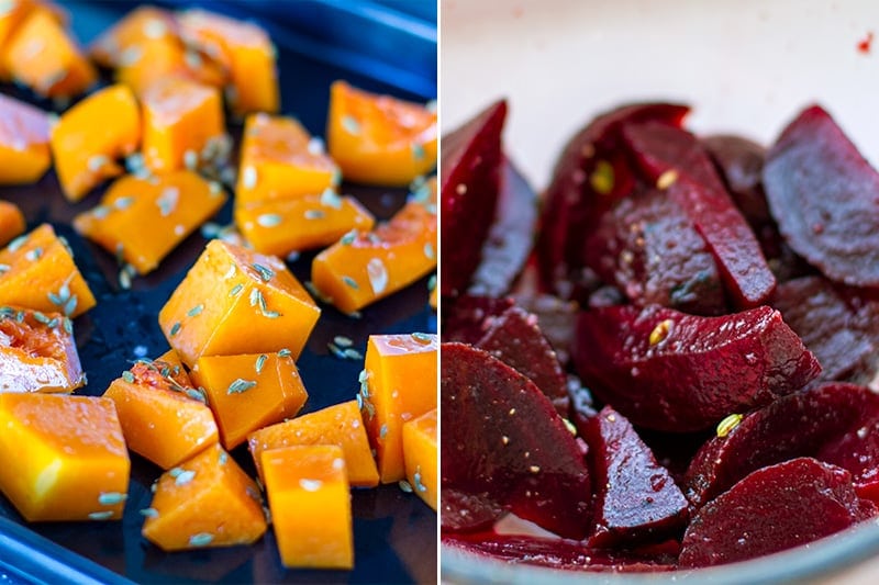 Roasting pumpkin for salad