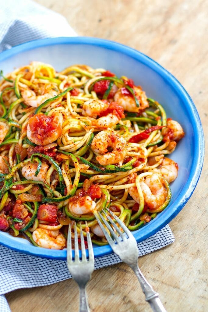 Shrimp Arrabbiata With Zucchini Spaghetti