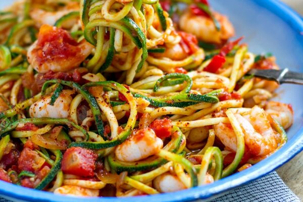 Zucchini Spaghetti Prawn Arrabbiata Pasta Recipe
