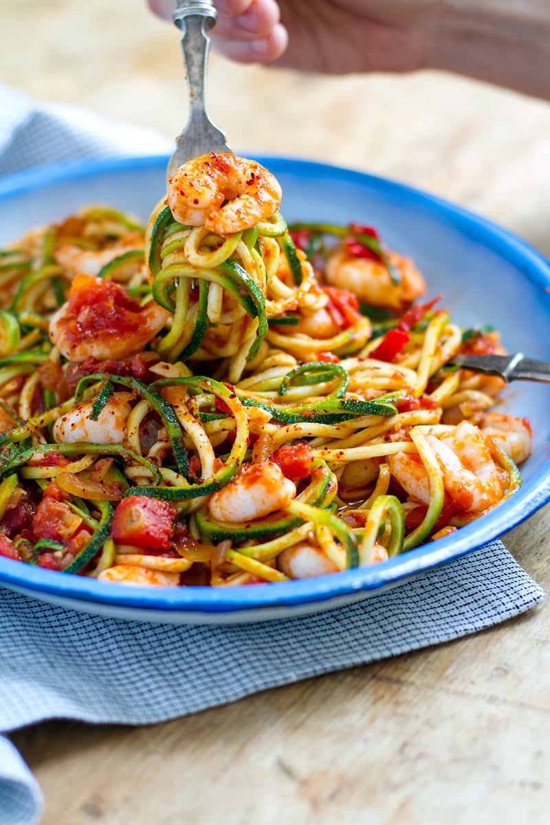 Zucchini Spaghetti Shrimp Arrabbiata Pasta Recipe