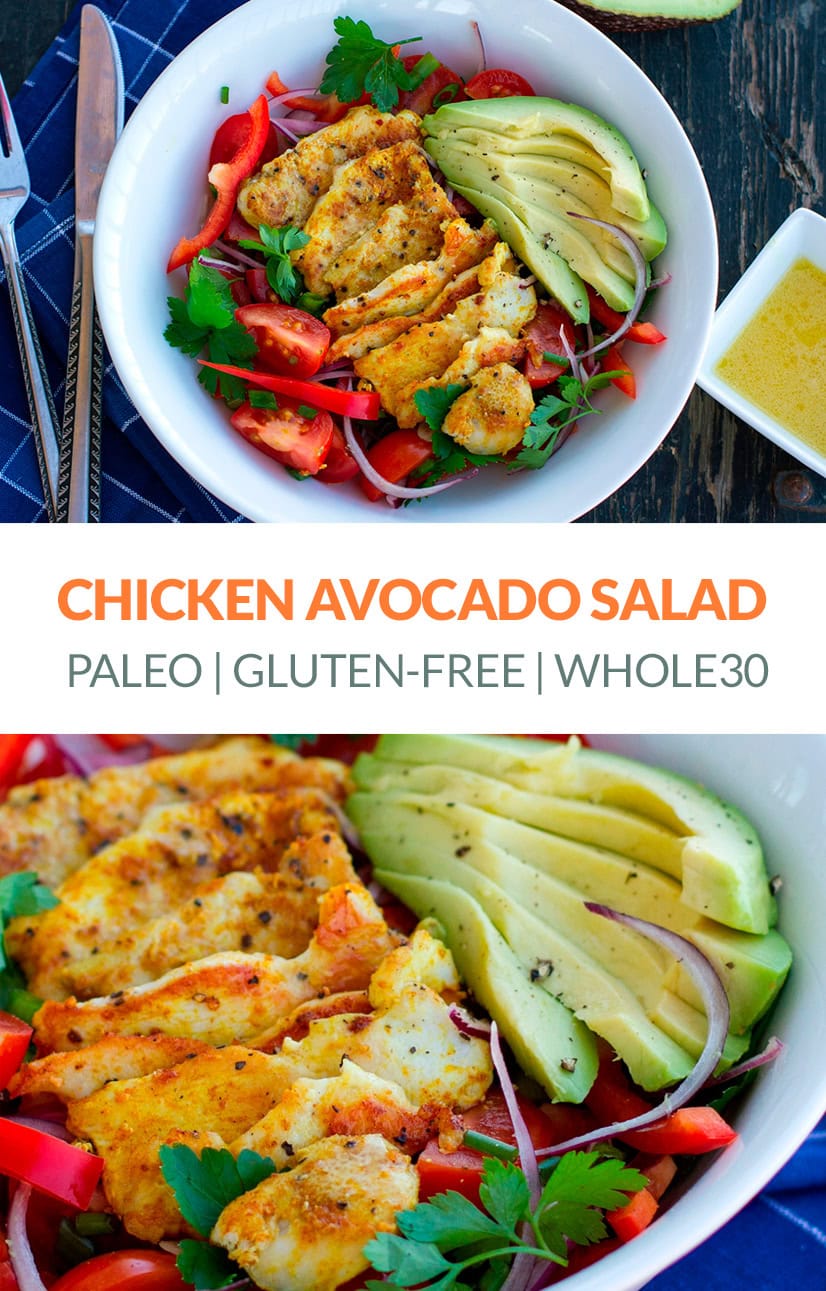 Warm Chicken Avocado Salad (Paleo, Whole30, Gluten-free, Low-Carb)