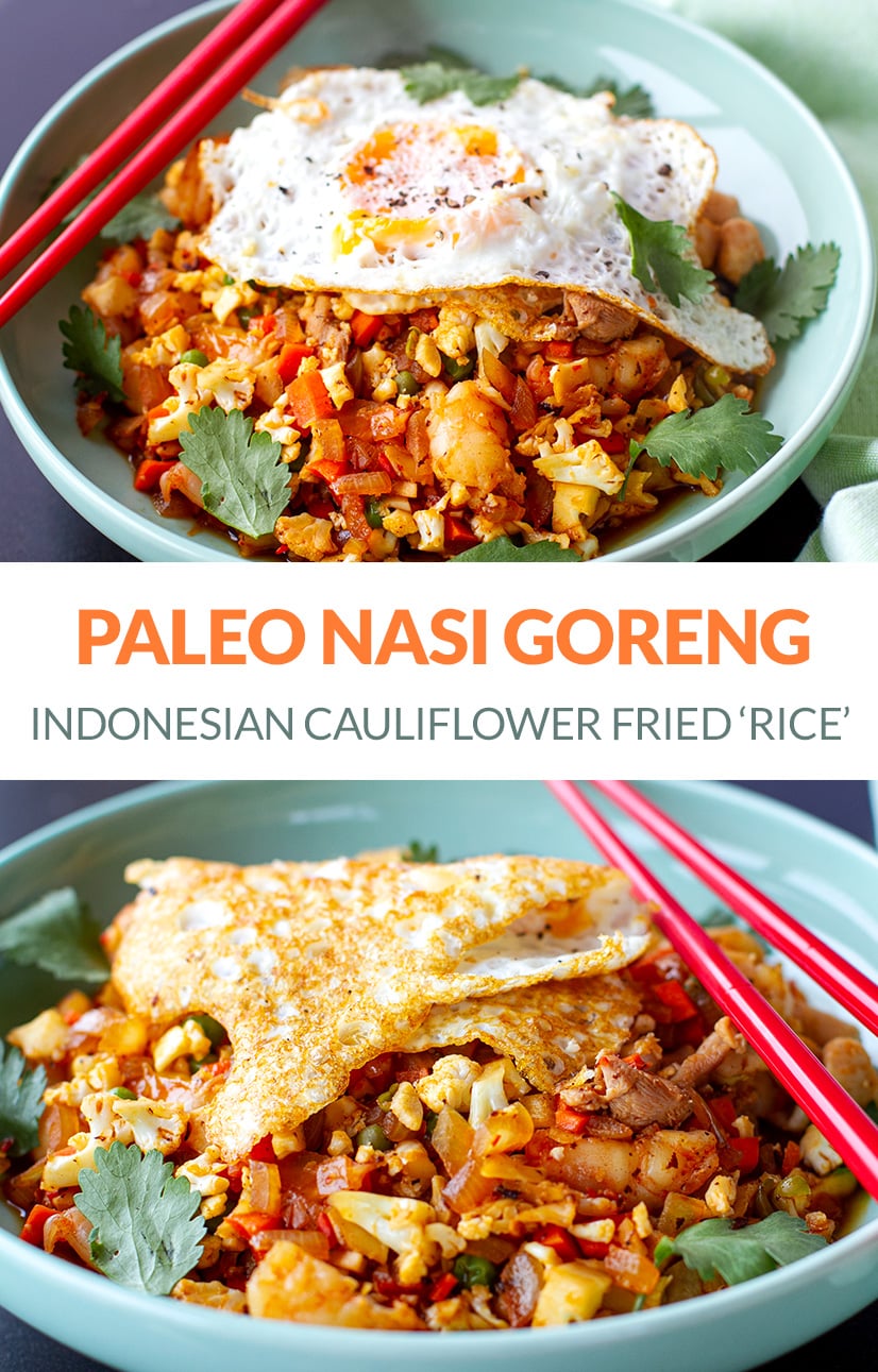 Paleo Cauliflower Fried Rice Indonesian Style (Nasi Goreng)