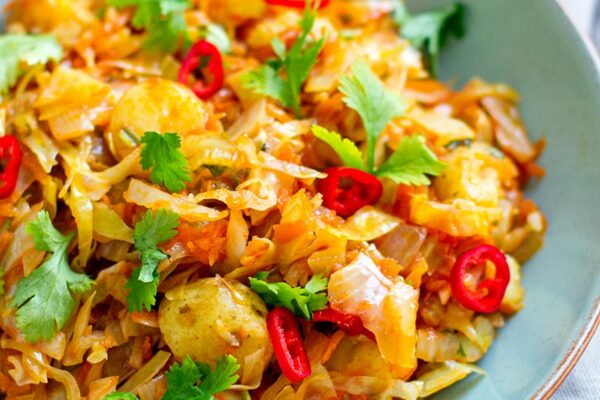Braised Cabbage Potatoes & Chilli - This is a delicious cabbage meal that is paleo and vegan friendly