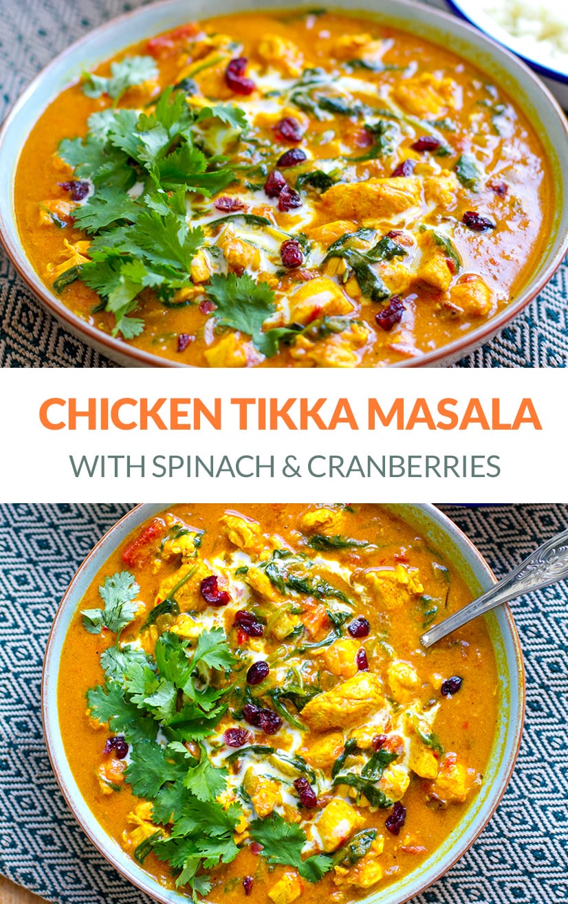 Paleo Chicken Tikka Masala With Spinach & Cranberries