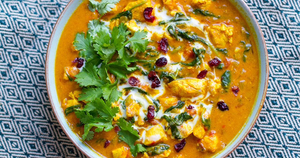 Healthy Chicken Tikka Masala With Spinach & Cranberries