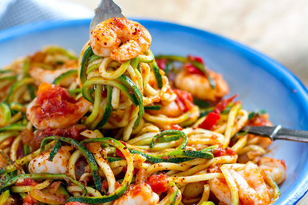 Prawn zucchini pasta