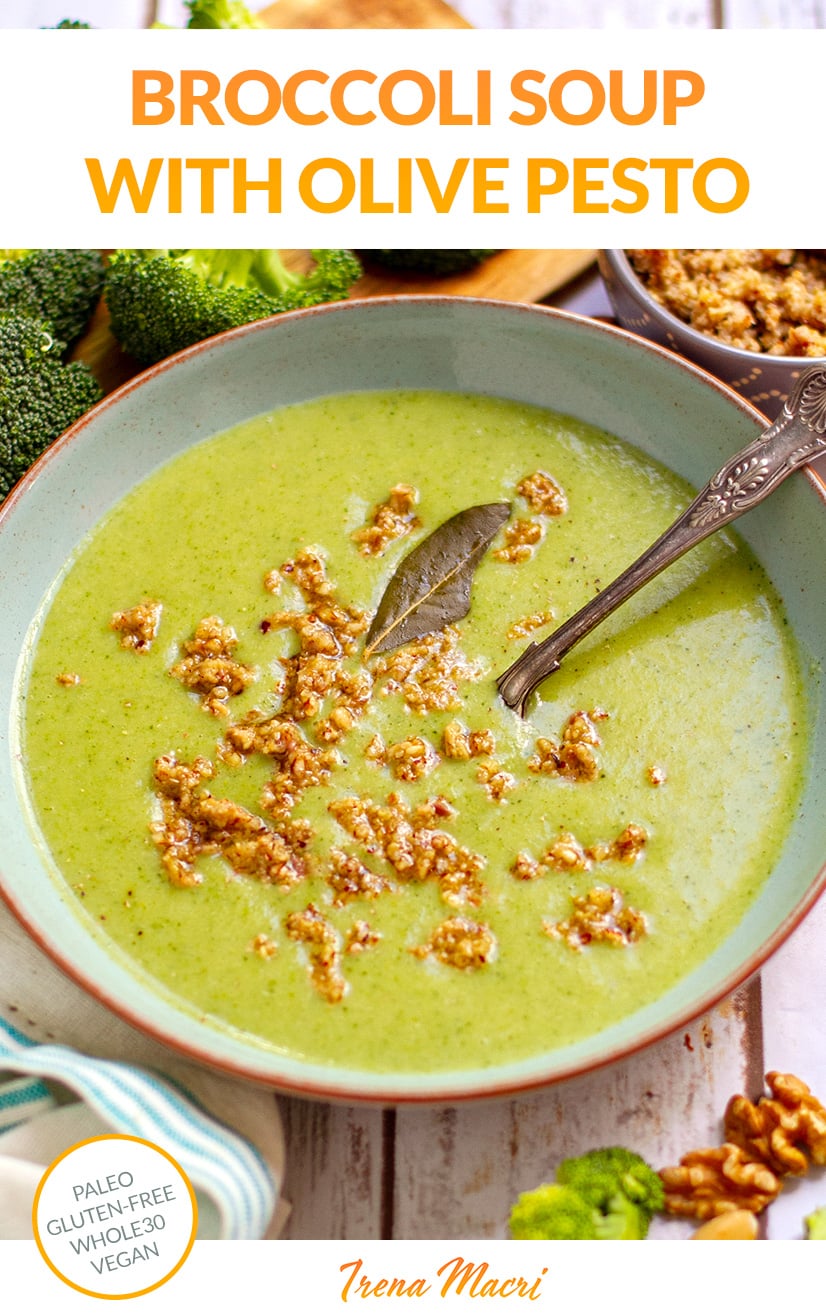 Broccoli Soup With Olive Pesto (Paleo, Whole30, Vegan)