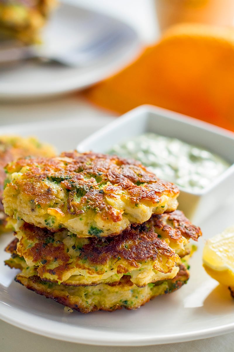 Cauliflower Fritters With Halloumi & Broccoli (Gluten-Free, Low Carb)