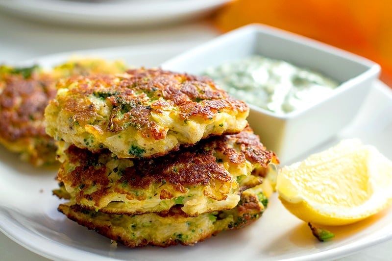 Broccoli & Cauliflower Halloumi Fritters (Gluten-Free, Low Carb)