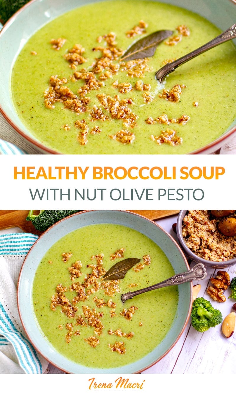 Healthy Broccoli Soup With Nut & Olive Pesto (Paleo, Whole30, Vegan)