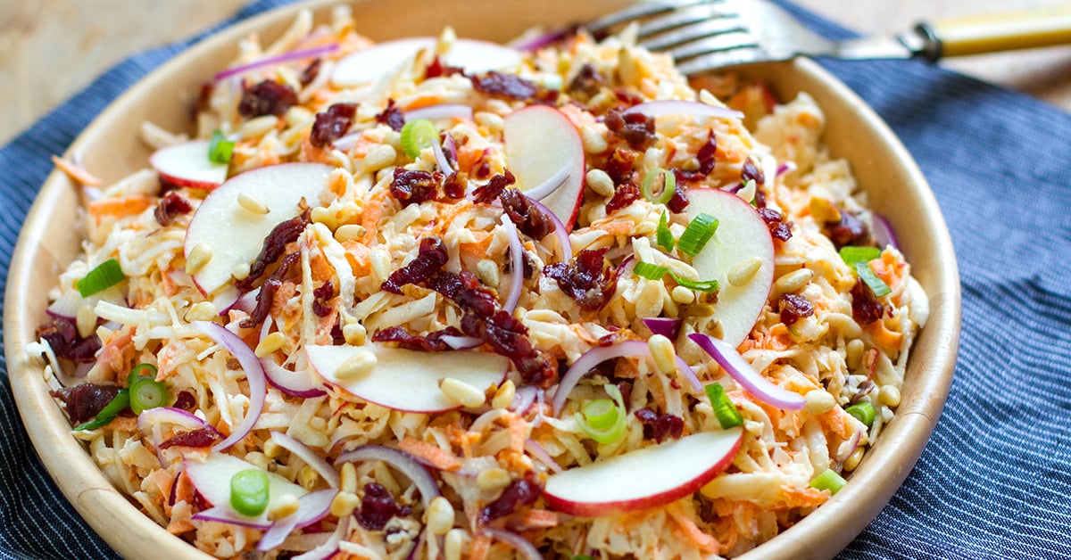 Pimped-Up Celeriac Slaw with Pancetta & Pine Nuts