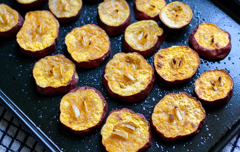 Garlic Roasted Sweet Potatoes
