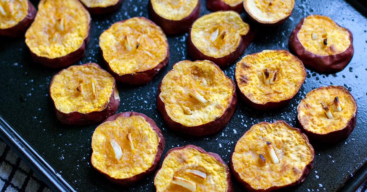 Roasted Garlic Sweet Potatoes