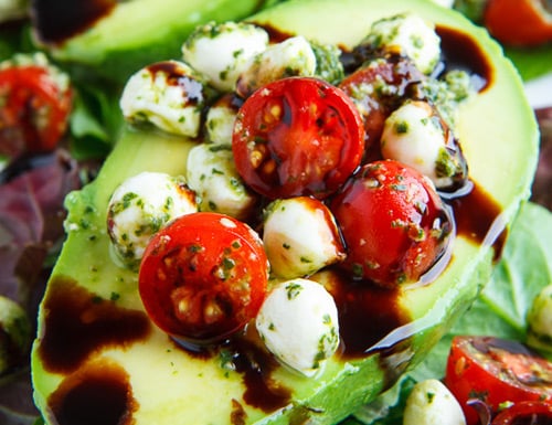 Caprese stuffed avocados