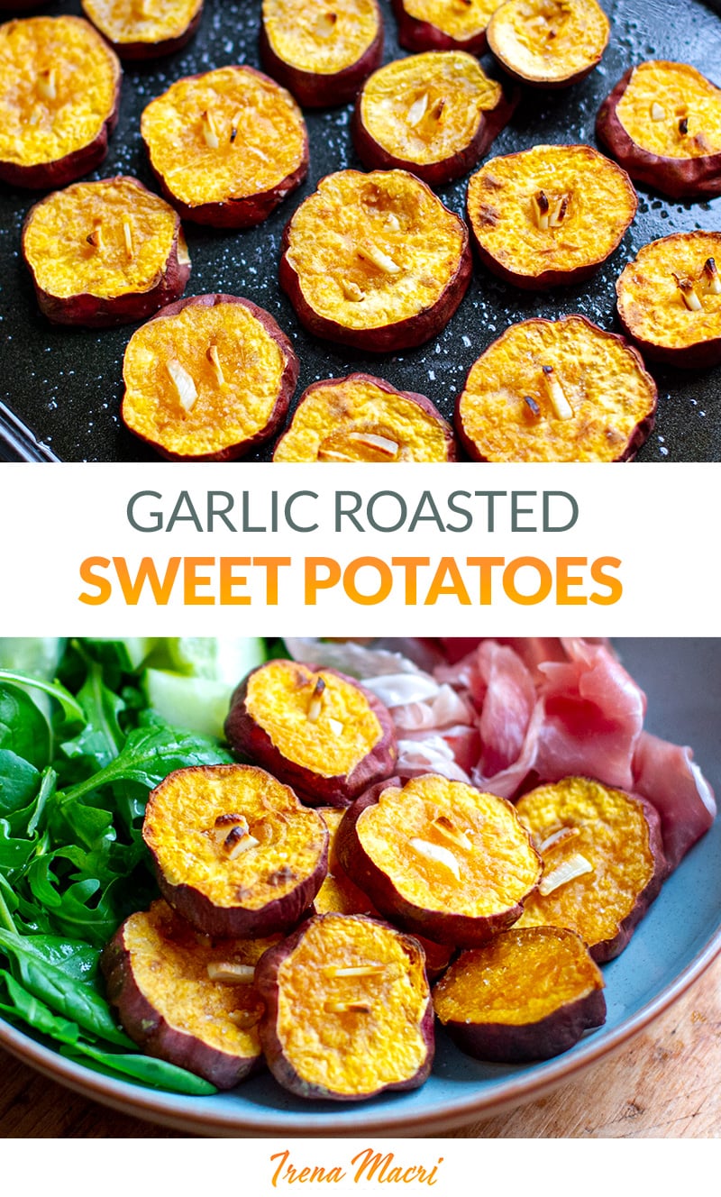The BEST Garlic Roasted Sweet Potatoes