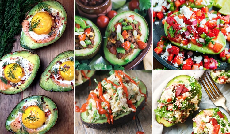 Stuffed avocado salads