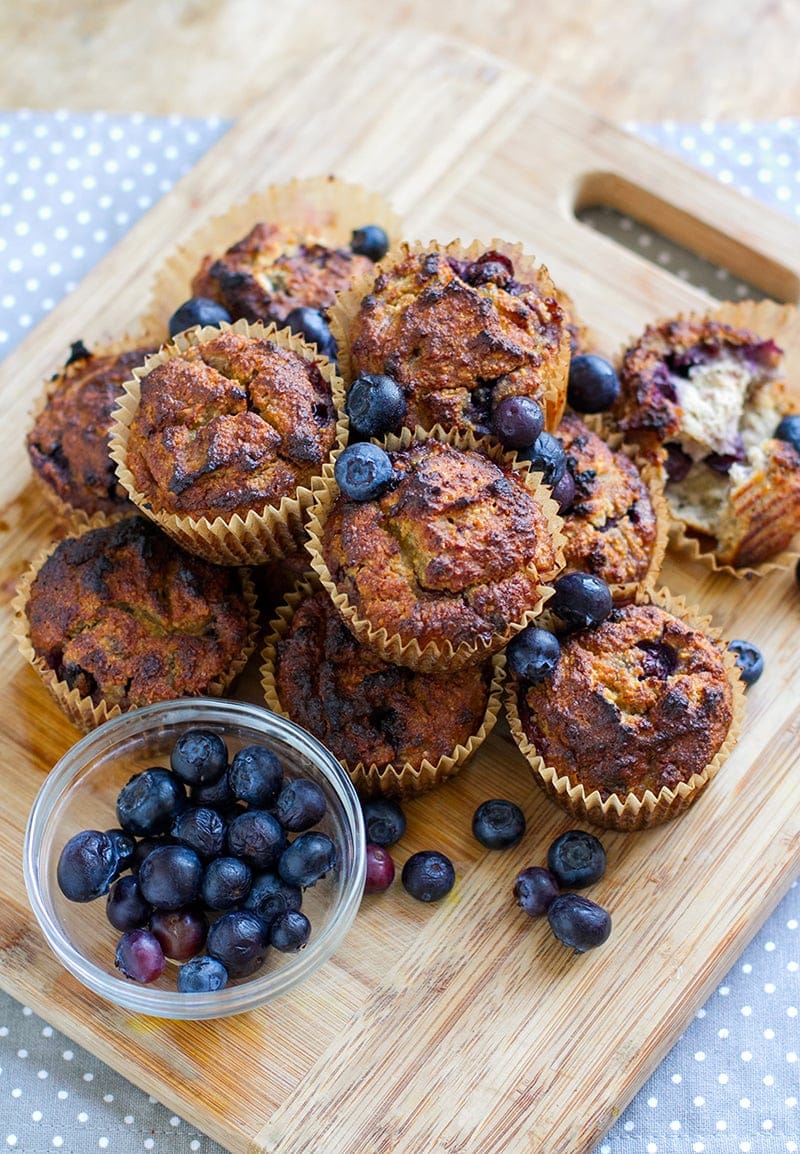 Paleo Banana Blueberry Muffins.
