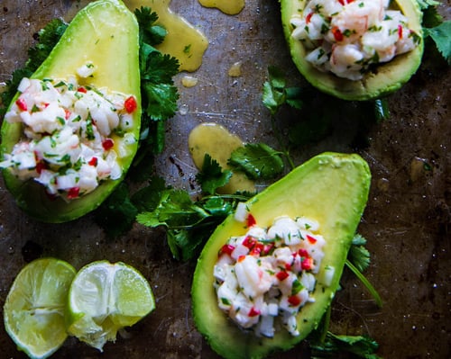 Shrimp Ceviche Stuffed Avocado