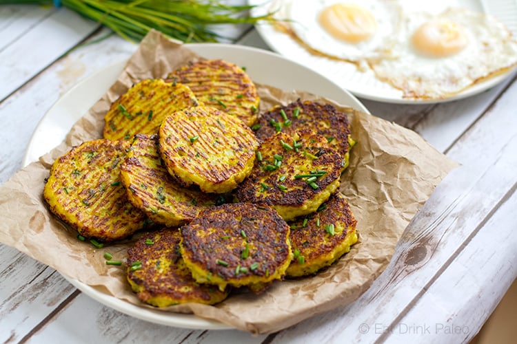 Cauliflower Hash Browns (Paleo, Gluten-free, Grain-free, Nut-free)