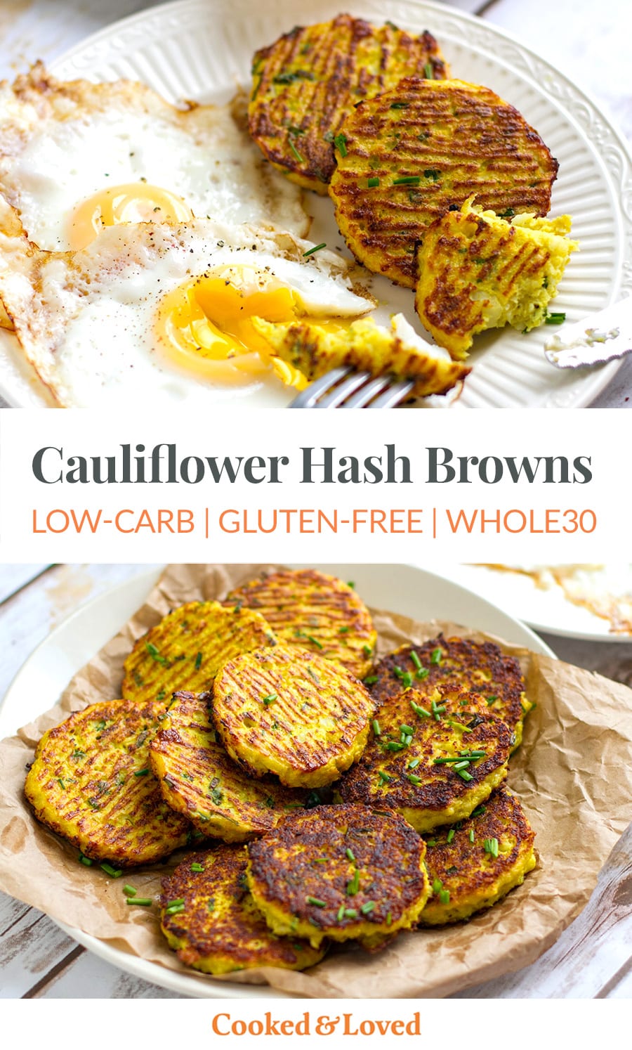 Cauliflower Hash Browns (Low-Carb, Gluten-free, Whole30)