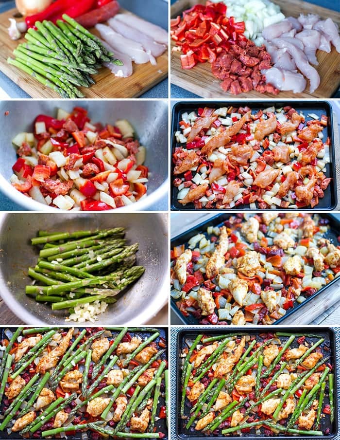 How To Make Sheet Pan Dinner With Chicken & Chorizo 