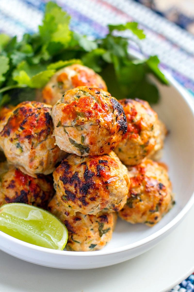 Spicy Paleo Turkey Meatballs With Hidden Zucchini & Spicy Sauce