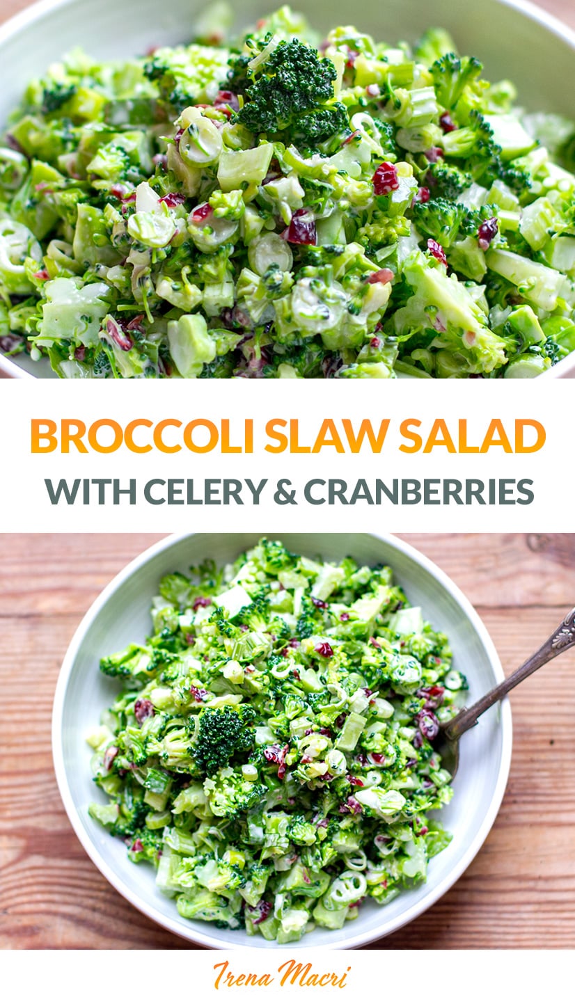 Broccoli Slaw Salad With Cranberries & Celery (Paleo, Gluten-Free) 