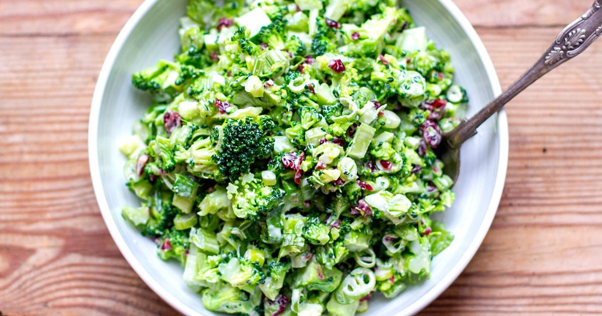 Broccoli Slaw Salad With Cranberries & Celery (Paleo, Gluten-Free)