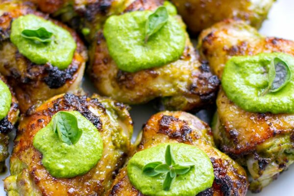 Succulent Chicken Thighs With Special Green Sauce