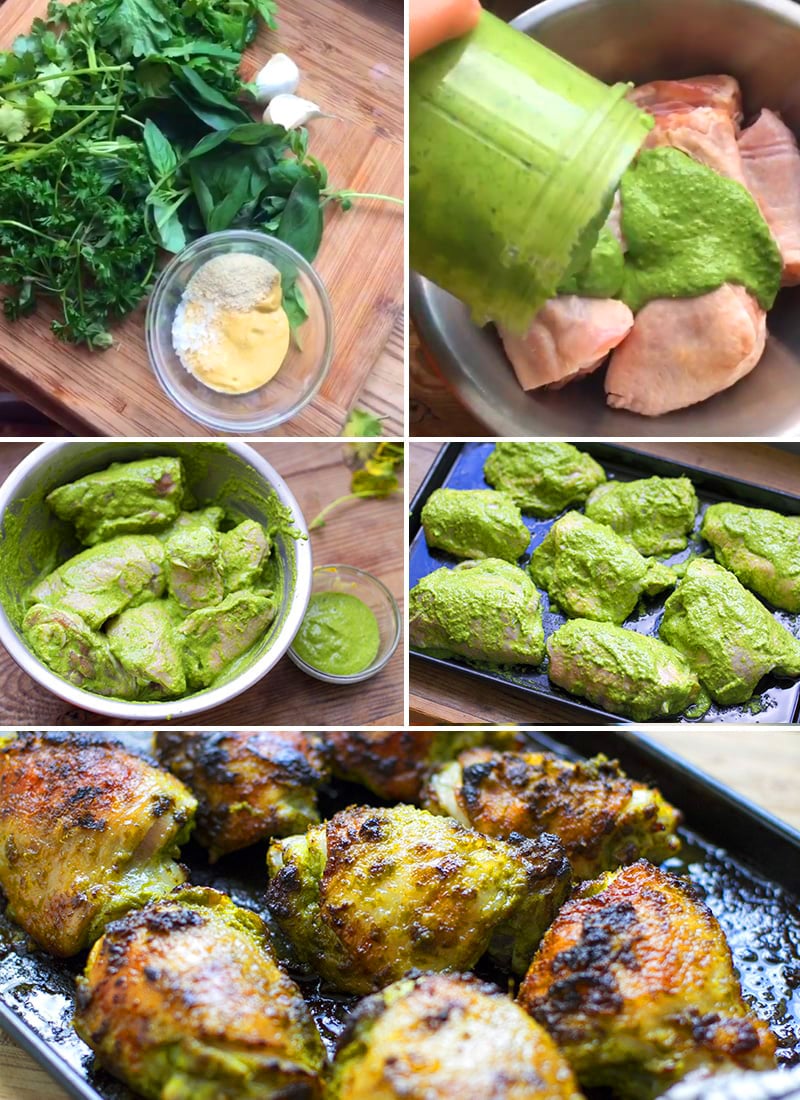 How to make baked chicken with green sauce