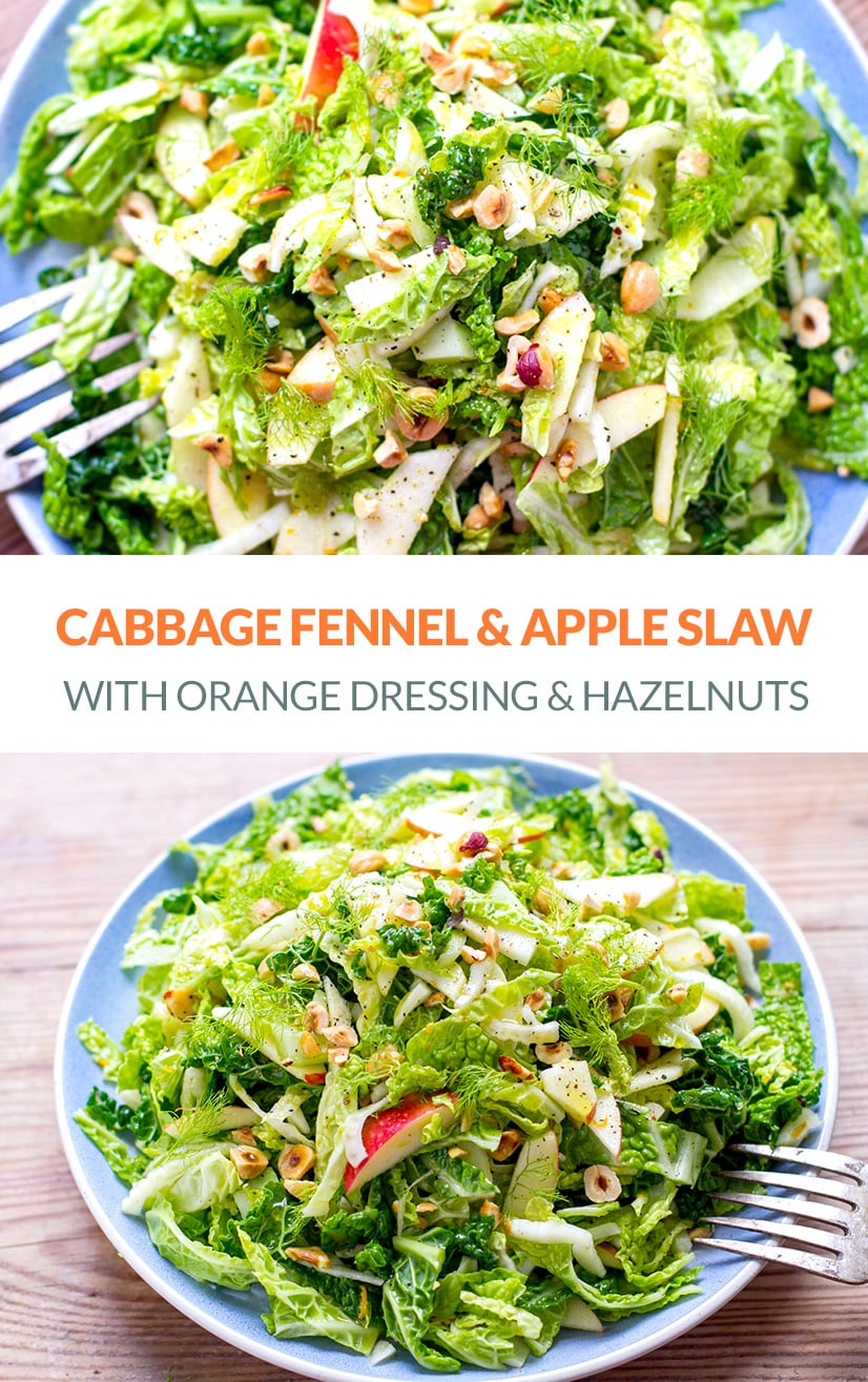Cabbage Fennel & Apple Slaw Salad With Orange & Hazelnut (Paleo, Gluten-Free, Vegan, Vegetarian)