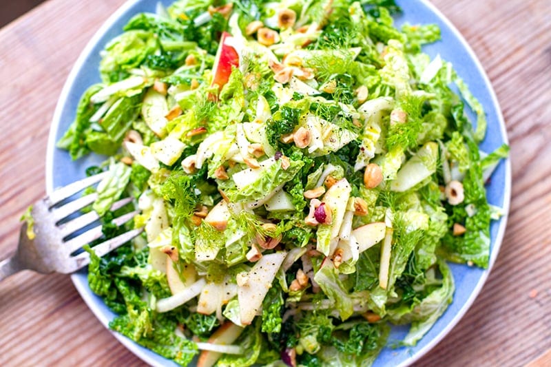 Cabbage Apple Fennel Slaw With Orange Dressing & Hazelnuts